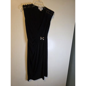 Joseph Ribkoff Women's Size 6 Black Midi Length Wrap Dress Formal